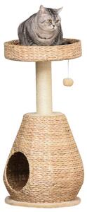 Kattträd med Skrapstolpe och Grotta, Gul 82,5 cm