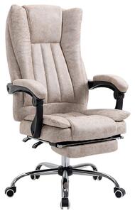 Höjdjusterbar Kontorsstol med Fotstöd, Beige/Svart