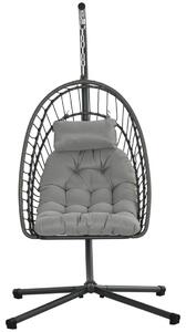 Ljusgrå Rattan Hängstol med Dyna för Inne/Ute