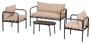 Trädgårdsmöbelset Stål Khaki med Kuddar