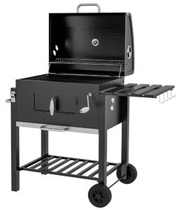Kolgrill BBQ Stående, Rostfritt Stål, Svart