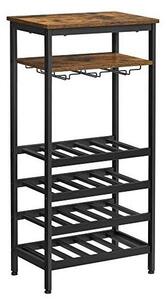 Vinställ, rymmer 20 flaskor, vinhållare, flaskställ med glashållare, för källare, kök, matsal, industriell stil, 50 x 32 x 100 c