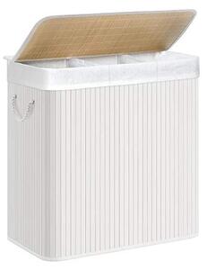 Tvättkorg 3 sektioner, 150L, vit, hopfällbar