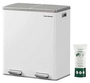 Dubbel soptunna 2x30L Soft Close vit/silver