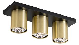 Modern takspotlight svart med guld 3-ljus - Tubo