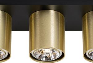 Modern takspotlight svart med guld 3-ljus - Tubo