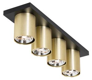 Modern takspotlight svart med guld 4-light - Tubo