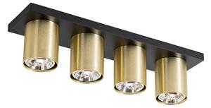 Modern takspotlight svart med guld 4-light - Tubo