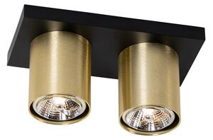 Modern takspotlight svart med guld 2-light - Tubo
