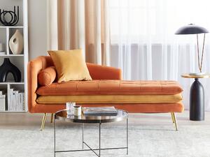 Schäslong Orange Sammet Vänstervänd Tuftad Knäppt Krafitgt Vadderad med Kuddar Klassisk Design Vardagsrumsmöbler Beliani