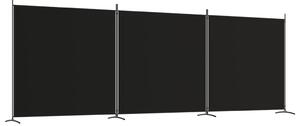 Rumsavdelare 3 paneler svart 525x180 cm tyg