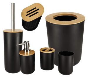 Elegant Badrumsset 6 delar - Svart Borstdispenser