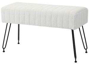 Stoppad skobänk med fuskpäls, krämvit 82x30x47 cm