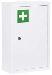 Medicinskåp för hem med 3 fack 30 x 14 x 46 cm Låsbart barnskåp med nycklar Kallvalsat stål Vit