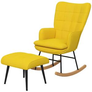 Beige gungstol med pall i linnelook, max 130 kg
