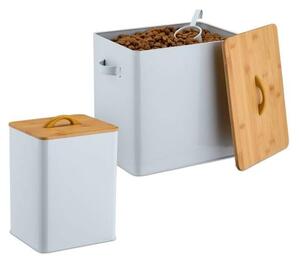 Foderlåda med lock av bambu, set om 2