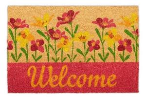 Dörrmatta kokosfiber "Welcome" blommor