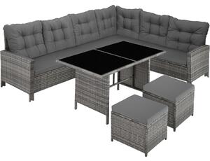 TecTake GmbH 404397 loungeset barletta i konstrotting - grå/beige