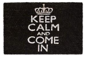 Dörrmatta "Keep calm and come in" svart