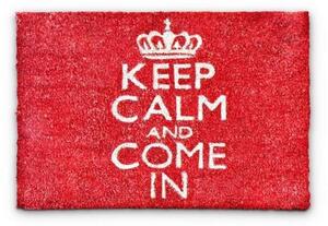 Dörrmatta "Keep calm and come in" röd