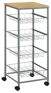 Serveringsvagn köksvagn med metallkorgar 36,5 x 36,5 x 89 cm köksvagn sidovagn silver för kök och matsal