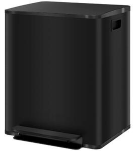 Sopkärl 2x25L pedalkorg i rostfritt stål med lock och fotpedal, kosmetikkorg med innerkärl för vardagsrum och kontor, 47,7x37,5x