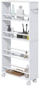 Rullvagn Smal serveringsvagn med 4 våningshandtag Förvaringsvagn för kök Vardagsrum Vit 45 x 15 x 91 cm