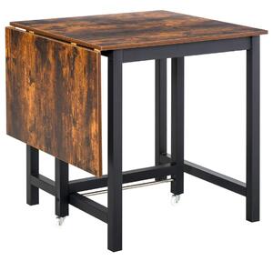 Utdragbart matbord, hopfällbart köksbord med hjul, fällbart bord av metall, rymmer upp till 20 kg, för kök, matsal, 118 x 70 x 7