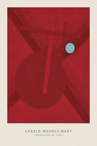Konsttryck Composition G4 (Original Bauhaus in Red, 1926) - Laszlo / László Maholy-Nagy, (26.7 x 40 cm)