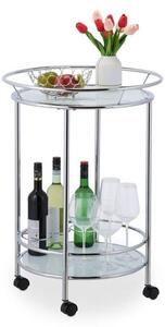 Rund serveringsvagn krom & glas