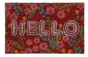 Dörrmatta kokosfiber "Hello" med blommor