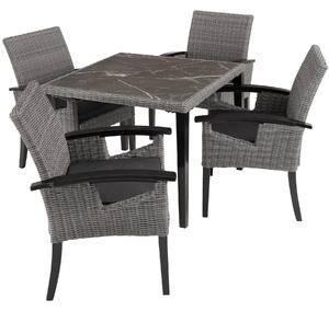 Tectake 404857 rottingbord tarent med 4 stolar rosarno - grå