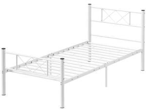 Sängstomme för madrass 200 x 90 cm, sängstomme 88 cm hög enkelsängstomme av stål, för sovrum gästrum, vit