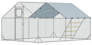 Frigående hönsskåp av stål, 300 x 400 x 195 cm hönsbur med UV-beständigt lock, foderlucka, hängfoder, abborre, hönsskåp för 12-1