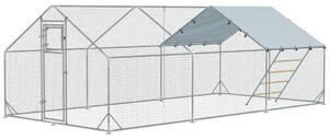 Frigående hönsskåp av stål, 300 x 600 x 195 cm hönsbur med UV-beständigt lock, foderlucka, hängfoder, abborre, hönsskåp för 18-2