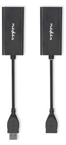 USB-förlängare | USB 2.0 | 1x USB-A Hane | 1x RJ45 Female | 1x USB-A Hona | 1x RJ45 Female | 50 m | 480 Mbps | Nickelplaterad |
