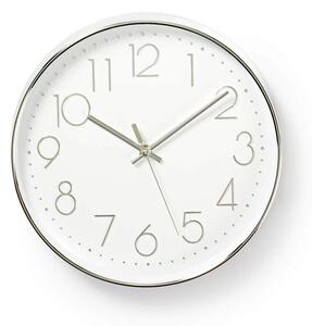 Väggklocka | Diameter: 300 mm | Plast | Silver / Vit