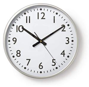 Väggklocka | Diameter: 380 mm | Plast | Silver / Vit