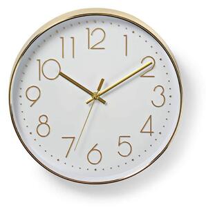 Väggklocka | Diameter: 300 mm | Plast | Guld / Vit