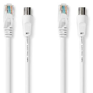 Coax & Cat6 Combi Cable | IEC (Koax) Hane / RJ45 hane | IEC (Koax) Hona / RJ45 hane | Nickelplaterad | RG58 | 75 Ohm | Dubbelskä