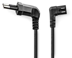Strömkabel | Euro Man | IEC-320-C7 | Vinklat | Vinklat vänster | Nickelplaterad | 3.00 m | Rund | PVC | Svart | Låda