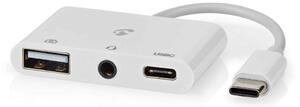 USB Multi-Port Adapter | USB 2.0 | USB-C™ Hane | USB-A Hona / USB-C™ Hona / 3.5 mm Hona | 480 Mbps | 0.10 m | Rund | Nickelplate