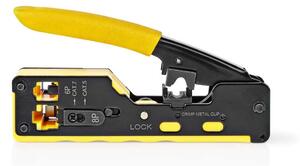 Crimp pliers | CAT5 / CAT5e / CAT6 / CAT6a / CAT7 / RJ12 / RJ45 | Skärande / Stripp / Tång | Gummi / Stål | Gul / Svart