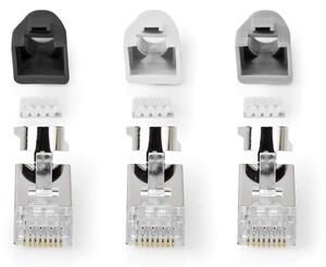 RJ45-kontakt | RJ45 Pass Through | Solid/strängad FTP CAT7 | Rak | Guldplaterad | 10 st. | PVC | Grå / Svart / Vit | Låda