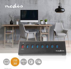 USB-hubb | USB Micro-B Hona | USB-A Hona | 8-Port port(s) | QC3.0 / USB 3.2 Gen 1 | Strömadapter / USB ström | 5 Gbps | 8x USB