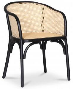 2 st Lotus svart karmstol med rotting i ryggen + Möbelvårdskit för textilier