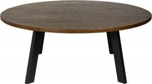 Freddy runt soffbord Ø115 cm i brunoljad ek svarta metallben - Soffbord i trä, Soffbord, Bord