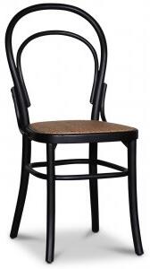 2 st Tona svart stol i böjträ med rottingsits + Möbeltassar