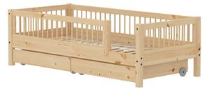 Flexa - CLASSIC RAW Daybed With Bars And Storage - Barnsäng - Raw - H66.5 x W100 x L210 CM
