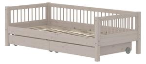 Flexa - CLASSIC Daybed With Storage And Side Bar - Barnsäng - Grey Washed - H66.5 x W100 x L210 CM